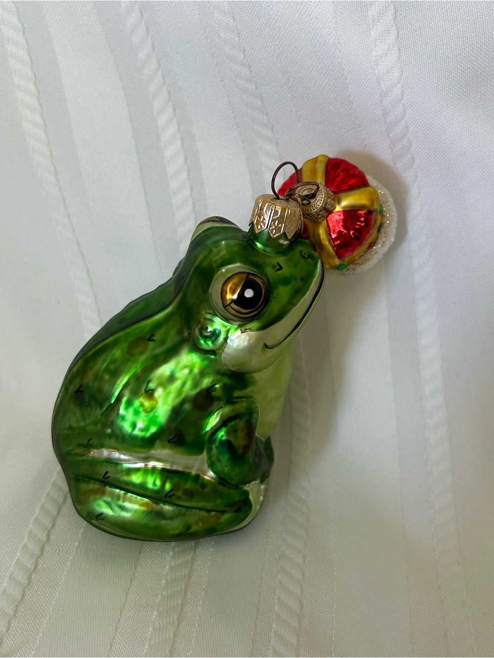Department 56 Hand-Blown Glass Green Frog Prince Christmas Ornament Holiday